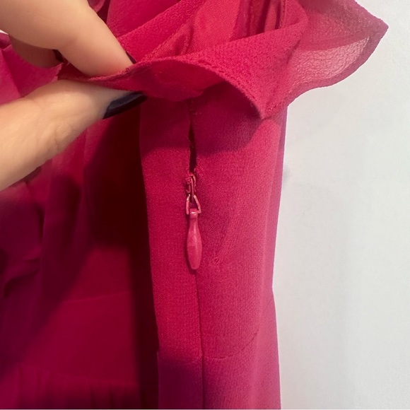 Anthropologie Moulinette Soeurs Sleeveless Magenta Ruffle Mini Dress Size 6 - Picture 7 of 7